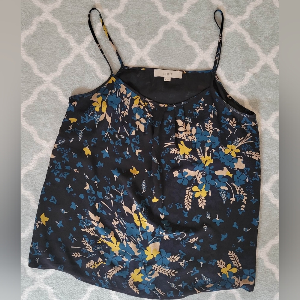 Ann Taylor Loft floral thin strap blouse, medium